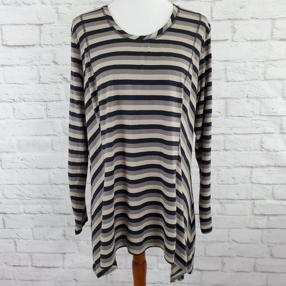 LOGO by Lori Goldstein QVC Lagenlook Striped Tunic